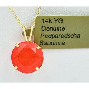 Genuine 4.60 Cts Padparadscha Sapphire Pendant 14k Yellow Gold